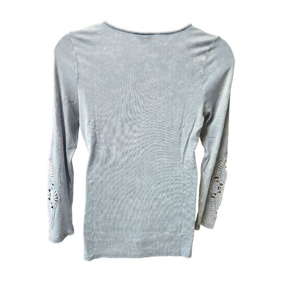 TORRID Plus Size Cotton Modal Blue Ribbed Scoop Neck Crochet Long Sleeve Top 2X - Picture 16 of 16